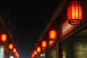 治愈片单《晚八点散步》横版封面，傍晚街道暖色路灯